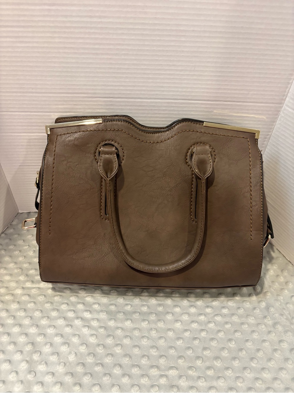 Noelle Brown Structured Top-Handle Shoulder Bag